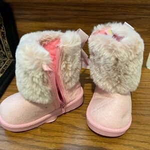 Pink Furry Kids Boots